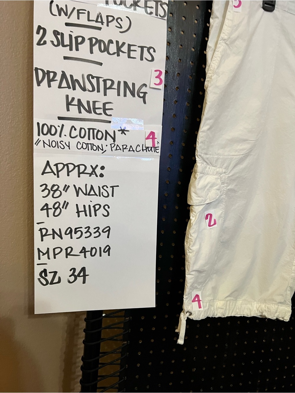 James Perse White Drawstring Cargo Shorts